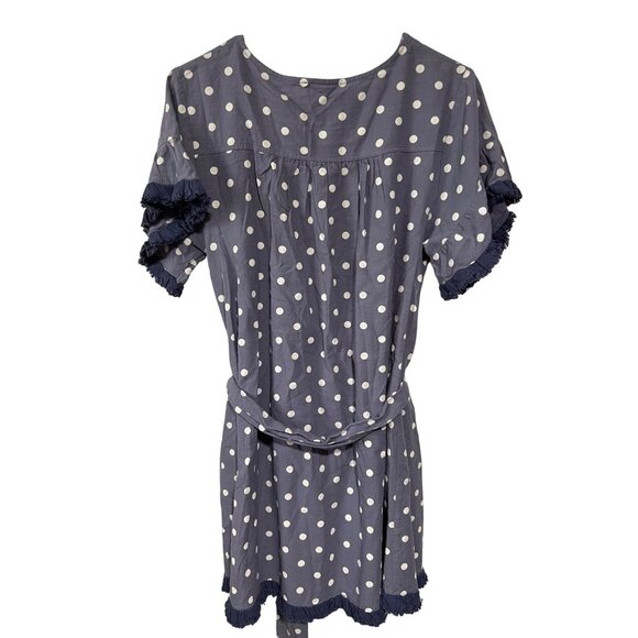 Umgee USA Polka Dot Short-Sleeve Tunic Dress With Belt & Ruffle Details - Picture 4 of 8